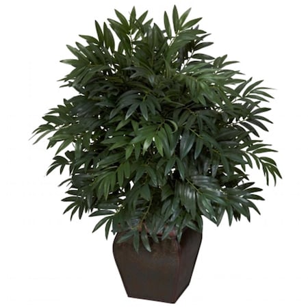 Nearly Natural Double Bamboo Palm with Decorative Planter Silk Plant 6718